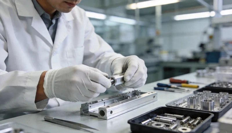 aluminum parts assembly process multiple components integration industrial workstation