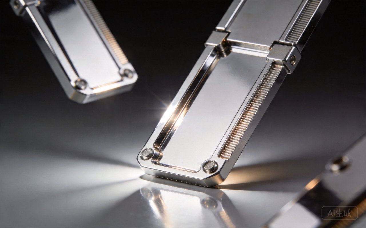 polished aluminum with mirror finish, reflective smooth surface, premium industrial product